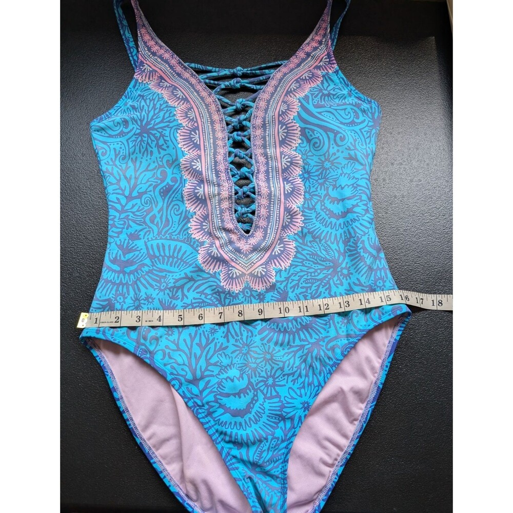 Lilly Pulitzer Lattice One Piece Swimsuit Boho Preppy Beach Vacation Size 12 - Picture 5 of 15